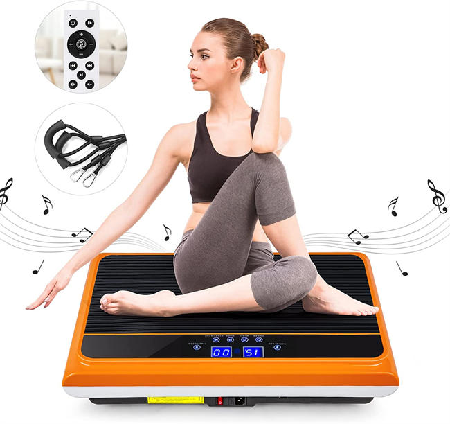 Exercise Machine, Body Vibration Platform with Bluetooth Speaker for Home Fitness Training, Vibration Machine Equipment with Loop Bands